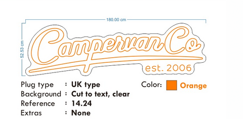 Custom Neon - CampervanCo Est 2006 - Orange  -  dimmer and delivery