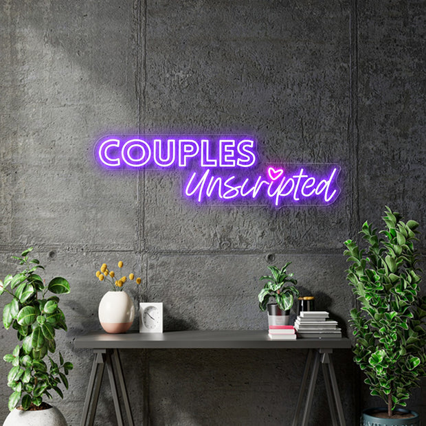 Custom Neon -  Couples Unscripted - Purple and Pink - 33x10inch - indoor Signs