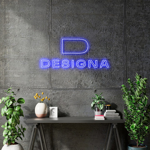 Custom Neon -  Designa -  Designa | Size: 48inches x 22inches BLUE   - Remote dimmer and Delivery