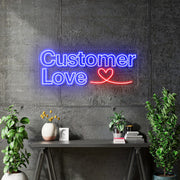 Custom Neon -  Customer Love - Blue and Red - 100cm x 38cm - INDOOR - Remote dimmer and Delivery