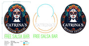 Custom Neon - Catrinas Free Salsa Bar - 38 x 27 inch  - Light Blue, Orange, Red and White  -  Delivery and Remote