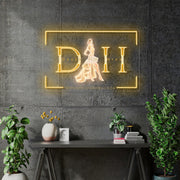 Custom Neon - DAH - 40x25inch - Gold and Warm white - Outdoor - Remote dimmer and Delivery (Copy)