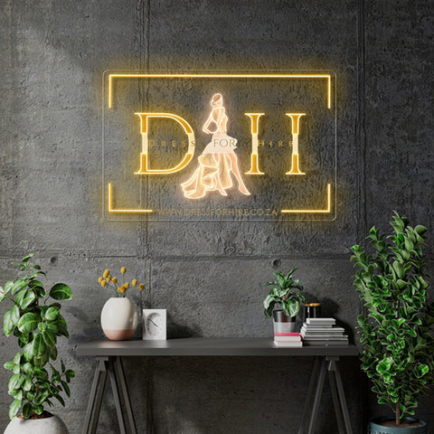 Custom Neon - DAH - 40x25inch - Gold and Warm white - Outdoor - Remote dimmer and Delivery (Copy)