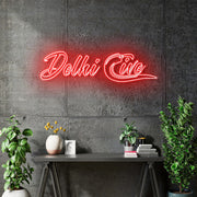 Custom Neon -  Delhi Live  - Double stroke  - Red - 90cm x 25cm - INDOOR  - Remote dimmer and Delivery