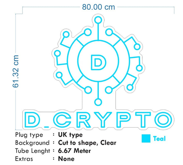 Custom Neon - Dr Crypto - Teal - 80cm x 61cm - dimmer and delivery