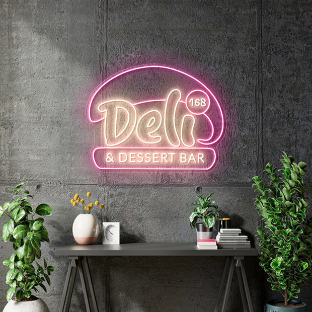 Custom neon - Deli and Dessert BAR 168 - 80 x 61cm  - indoor - incl Shipping and 2yrs Warranty