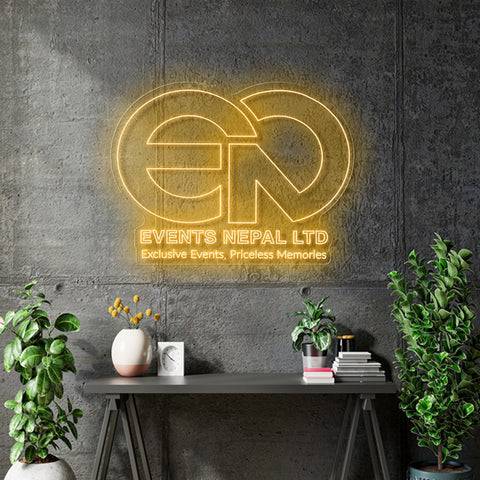 Custom Neon - Events Nepal Limited logo - Gold neon - 50x39 inch - indoor Signs