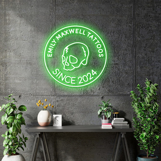 Custom neon - Emily Maxwell Tattoos - Green - 50cm x50cm - incl Shipping and 2yrs Warranty