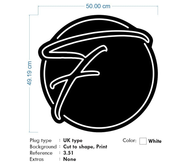 Custom Neon -  FBT Catering - Cool White - 50cm x 50cm - OUTDOOR IP rated - Remote dimmer and Delivery