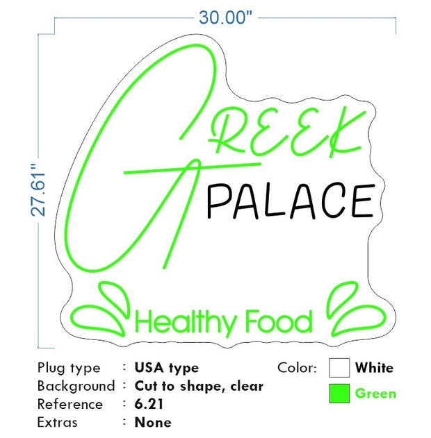 Custom Neon - Greek Palace - White and Green - Free Delivery and Remote+ Battery (Copy)