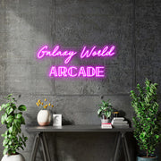 Custom Neon -  GALAXY WORLD ARCADE - Hot pink - Size: 30 x 12 inch - indoor Sign