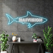 Custom Neon - HAIVISION -   light blue and White - 36x15inch  - indoor Signs