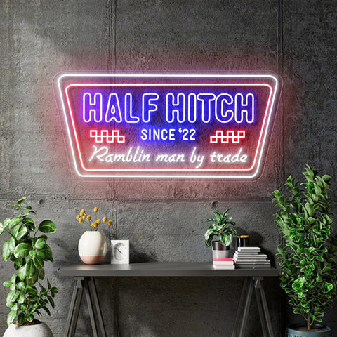 Custom Neon - Half Hitch - Blue, White, Red - 36x17 inch - dimmer and delivery