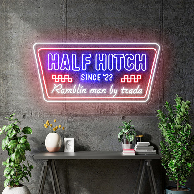 Custom Neon - Half Hitch - Blue, White, Red - 36x17 inch - dimmer and delivery