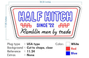 Custom Neon - Half Hitch - Blue, White, Red - 36x17 inch - dimmer and delivery