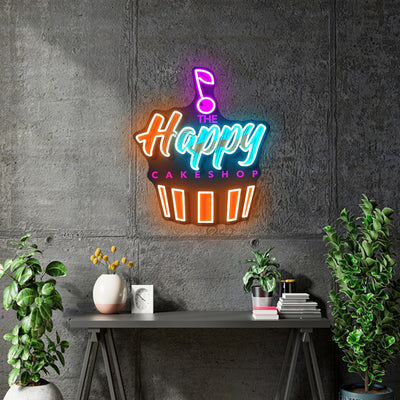 Custom Neon -  The Happy Cake Shop - Size: 20 inches x 16 inches -  Delivery and Remote