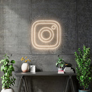 Custom Neon -  Instagram Logo - Warm White - 50cm x 50cm -  Delivery and Remote