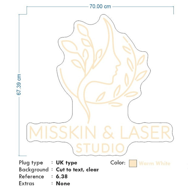 Custom Neon - MISSKIN AND LASER STUDIO - 70cm x 67cm - dimmer and delivery