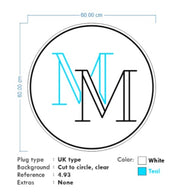 Custom Neon - MM logo -White and Teal - 60x60cm - dimmer and delivery