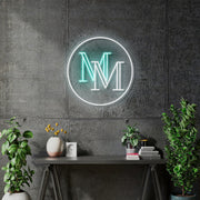 Custom Neon - MM logo -White and Teal - 60x60cm - dimmer and delivery