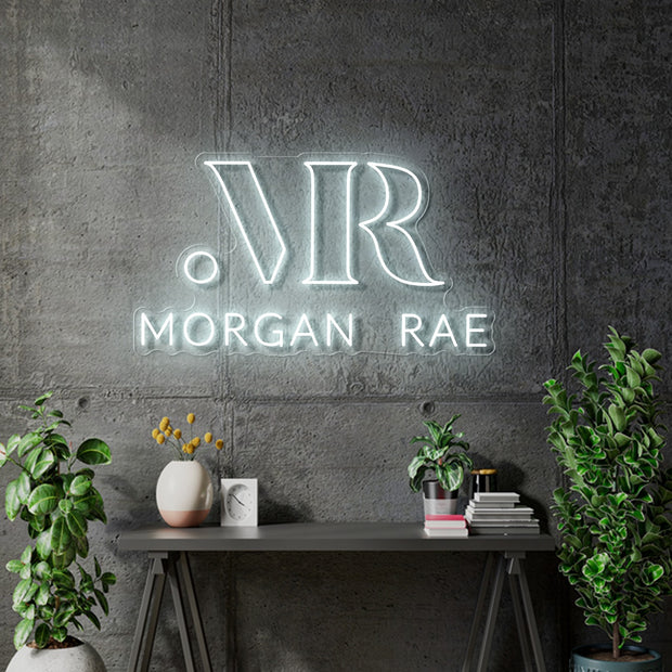 Custom neon - Morgan Rae -  White  - 80x42cm  - incl Shipping and 2yrs Warranty