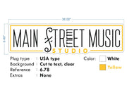 Custom neon - Main Street Music- Yellow and White - 36 x 9 inch  - incl Shipping and 2yrs Warranty