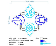 Custom Neon -  Magic Plumbing Heating + Air - Blue, Light Blue and White|Size: 25inches x 22inches    - Remote dimmer and Delivery