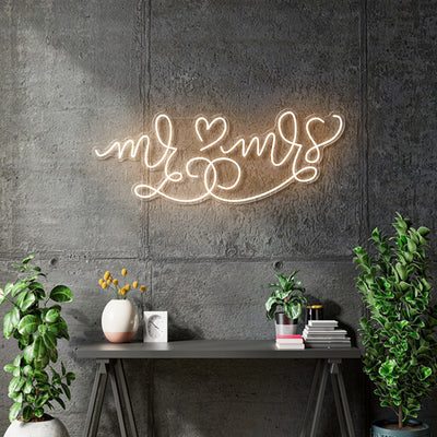 Custom Neon - Mr & Mrs - 3x1.14ft   - Warm White -  Remote dimmer and Delivery