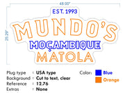 Custom neon - Mundo's Matola - Orange and Blue - Size: 48 x 25 inch   - incl Shipping and 2yrs Warranty