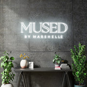 Custom Neon - Mused by Marshelle - White - 23 x 8" - $200 - indoor Sign