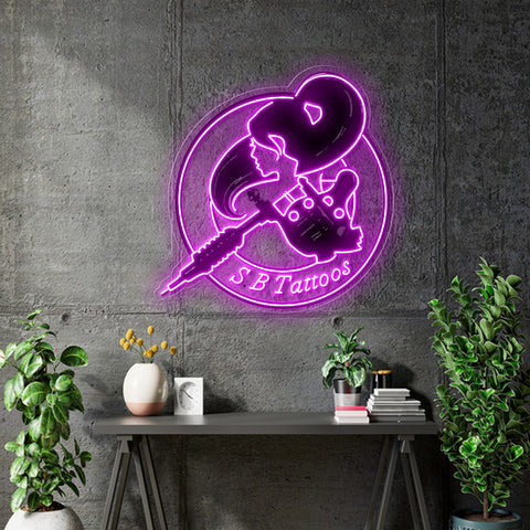 Custom neon - SB Tattoos Logo - Pink - 70cm  - incl Shipping and 2yrs Warranty