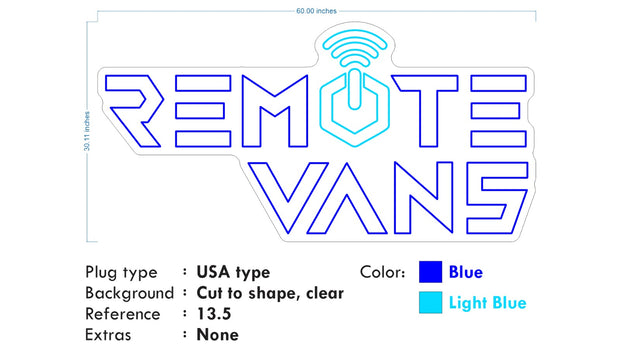 Custom Neon -  REMOVE VANS  - Blue and Light Blue | Size: 60 x 30inch (5ft)    - Remote dimmer and Delivery