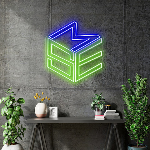 Custom Neon - SEM - 24x25"  - Green And Blue Neon sign - dimmer and delivery