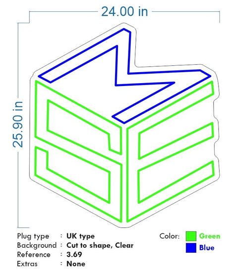 Custom Neon - SEM - 24x25"  - Green And Blue Neon sign - dimmer and delivery