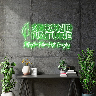 Custom Neon -   Second Nature| Putting the future first, Everyday - Green - Size: 200 x 111cm - INDOOR - Remote dimmer and Delivery