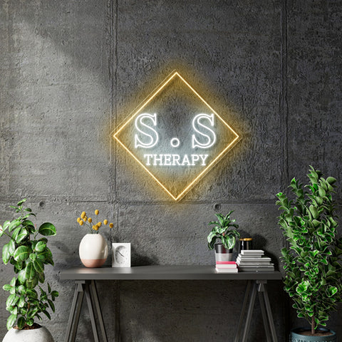 Custom neon - S.S Therapy logo - Gold and White - 60 x 60cm   - incl Shipping and 2yrs Warranty