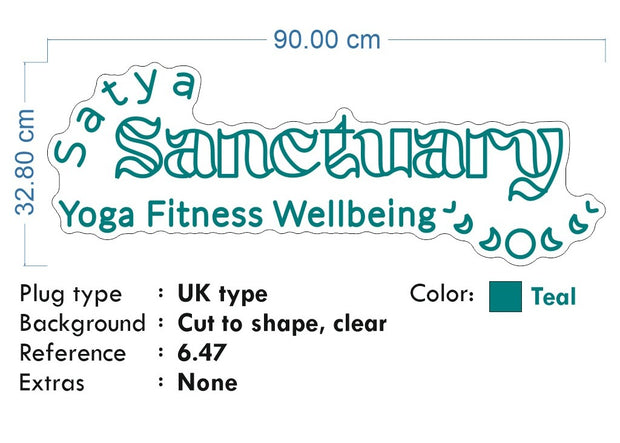 Custom Neon -  The Satya Sanctuary - Teal - 90x32cm - indoor Signs