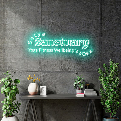 Custom Neon -  The Satya Sanctuary - Teal - 90x32cm - indoor Signs