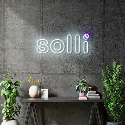 Custom neon - Solli logo -WHITE, TEAL, Violet  - 60cm x 24cm  - incl Shipping and 2yrs Warranty