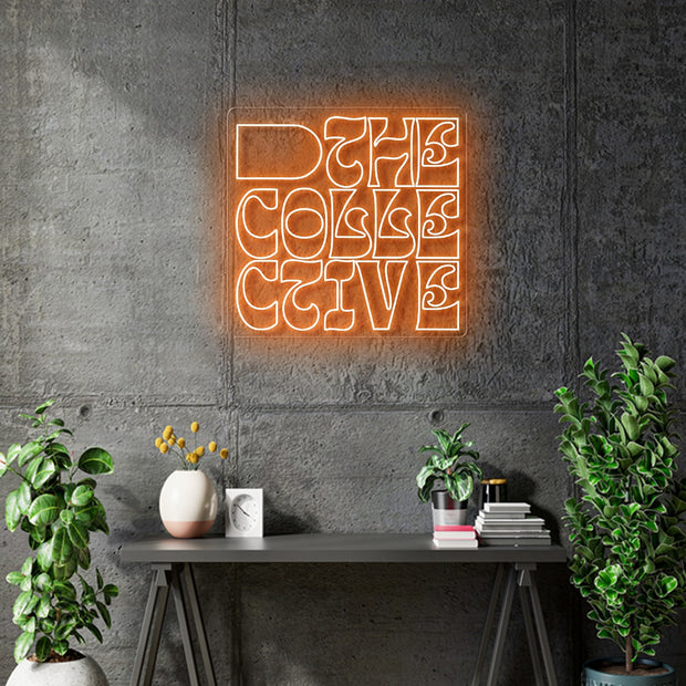 Custom neon -  The Collective  - Orange neon - 60 x 60cm  - incl Shipping and 2yrs Warranty