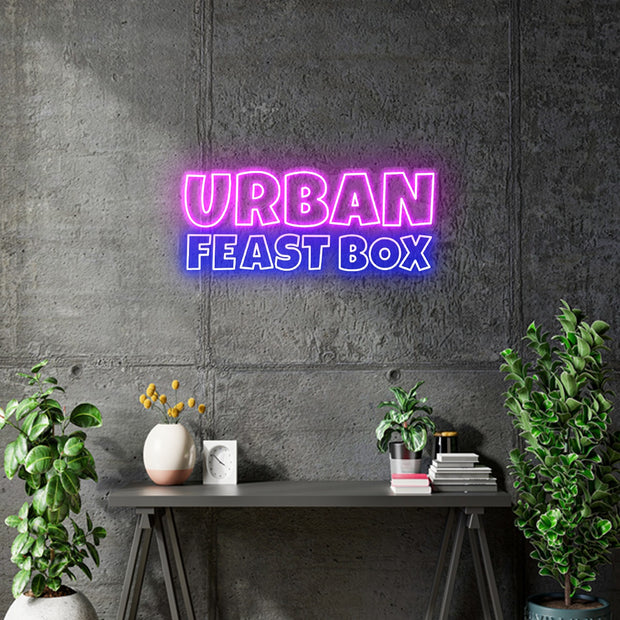 Custom Neon -  URBAN FEAST BOX - Pink and blue - 50cm x 21cm -  Delivery and Remote