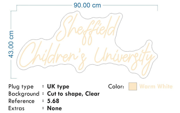 Neon Signs- Sheffield Children’s University - Free Delivery - Free Remote dimmer