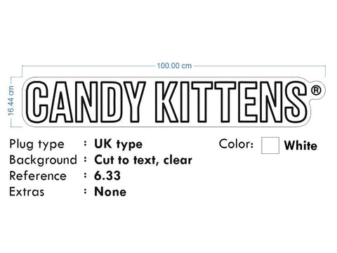 Custom Neon - Cindy Kittens Logo - White - 100x 19cm -  Remote dimmer and Delivery