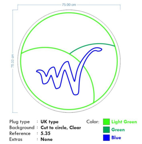 Custom Neon for wwmeats - Green - Light Green and Blue - 75cm - indoor Signs