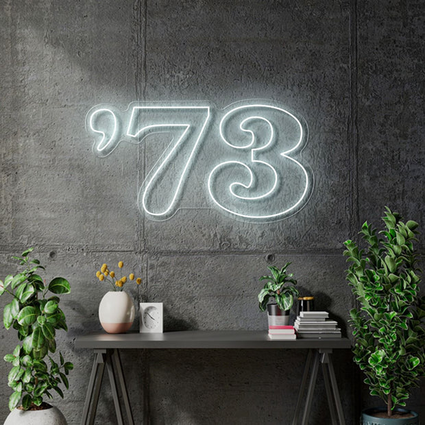 Custom neon - 73 neon sign - White - 150cm x 83cm  - incl Shipping and 2yrs Warranty