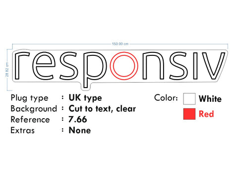 Custom Neon - Responsiv Logo - White and Red - 150x28cm - dimmer and delivery