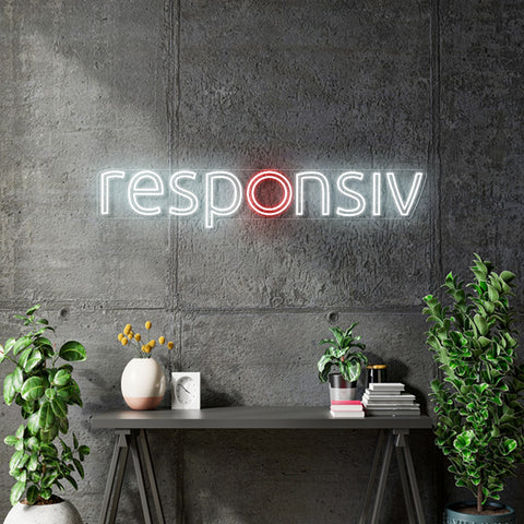 Custom Neon - Responsiv Logo - White and Red - 150x28cm - dimmer and delivery