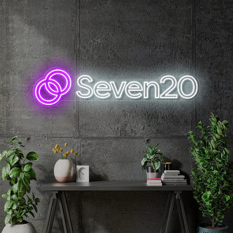 Custom Neon - Seven20 - White and Purple - 100x23cm - indoor Sign