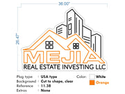 Custom Neon - MEJIA REAL ESTATE Logo - White and Orange - 36"x26" - indoor Signs