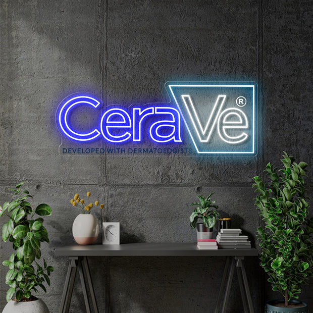 Custom Neon - CeraVer -  3ft x 1.1.ft - Blue, White, Light Blue -  Delivery and Remote